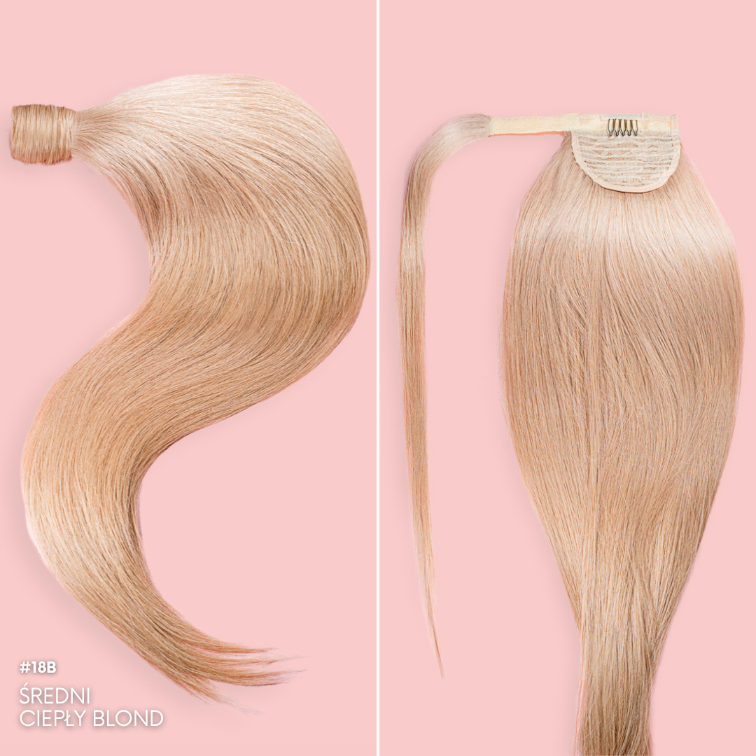 KUCYK NATURALNY 50-70 CM #18 ŚREDNI CIEPŁY BLOND